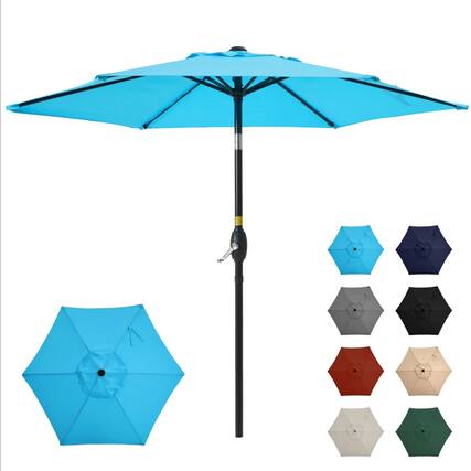Front. Mondawe - 7.5 Feet Market Umbrella with Crank Lift & Tilt - Blue.