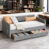 Front. Winado - Twin Size Daybed with 2 Storage Drawers and Pockets, Chenille Upholstered Comfy Sleeper Couch Sofa Bed for Living Room - Chenille Grey.
