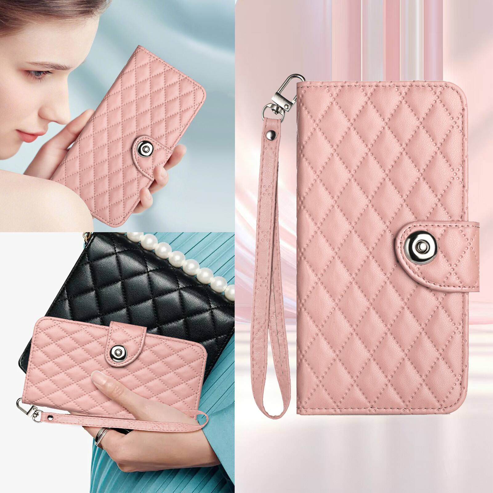 Alt View 5. Dteck - for Samsung Galaxy S26+/S26plus PU Leather Wallet Case,7-Card Holder Slots TPU Inner Cover Stand Folio Flip Case+Lanyard - Coralpink.