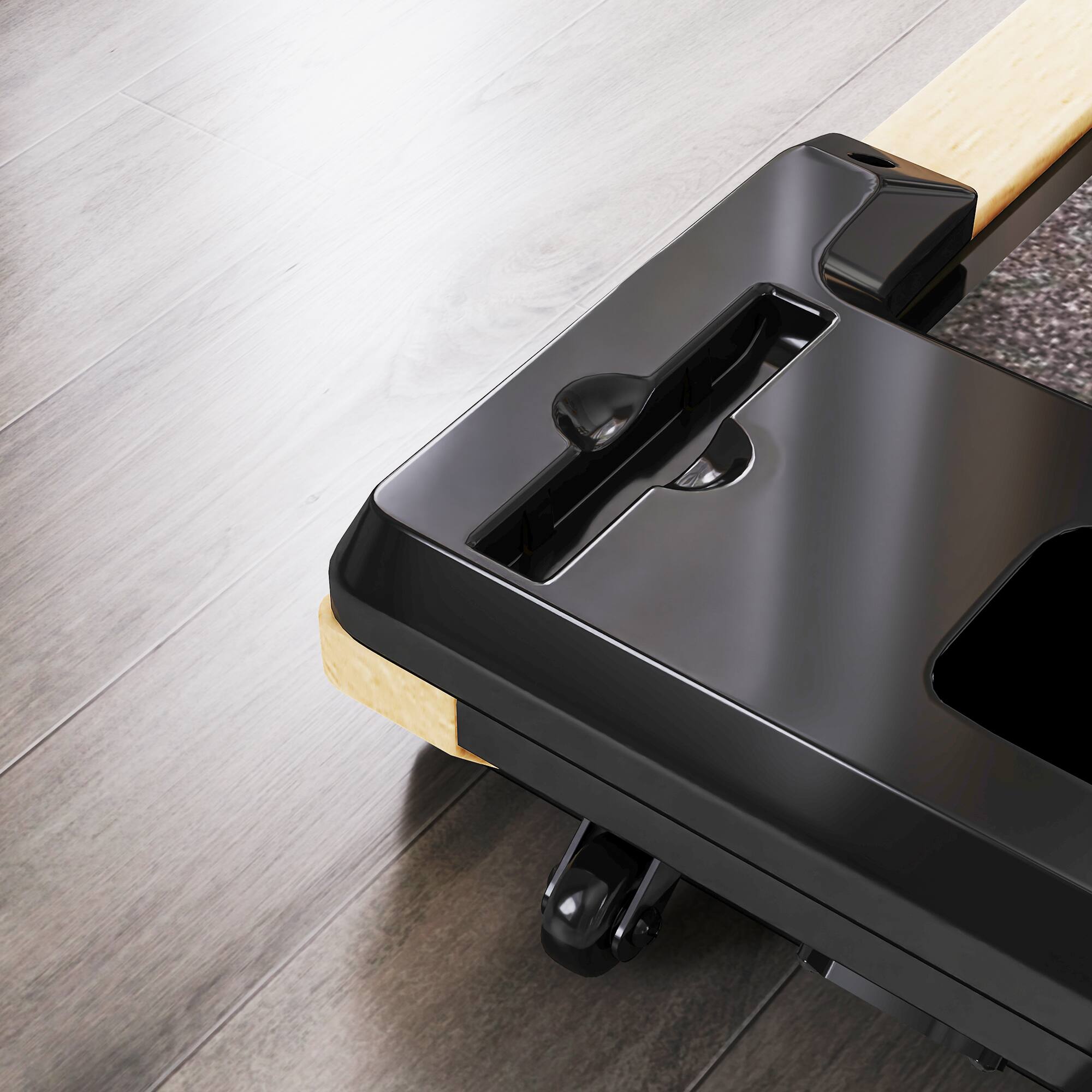 Alt View 8. Soozier - Wood Walking Pad, 2.5HP Under Desk Treadmill with Remote Control, Transport Wheels and LED Display - Black and Natural.