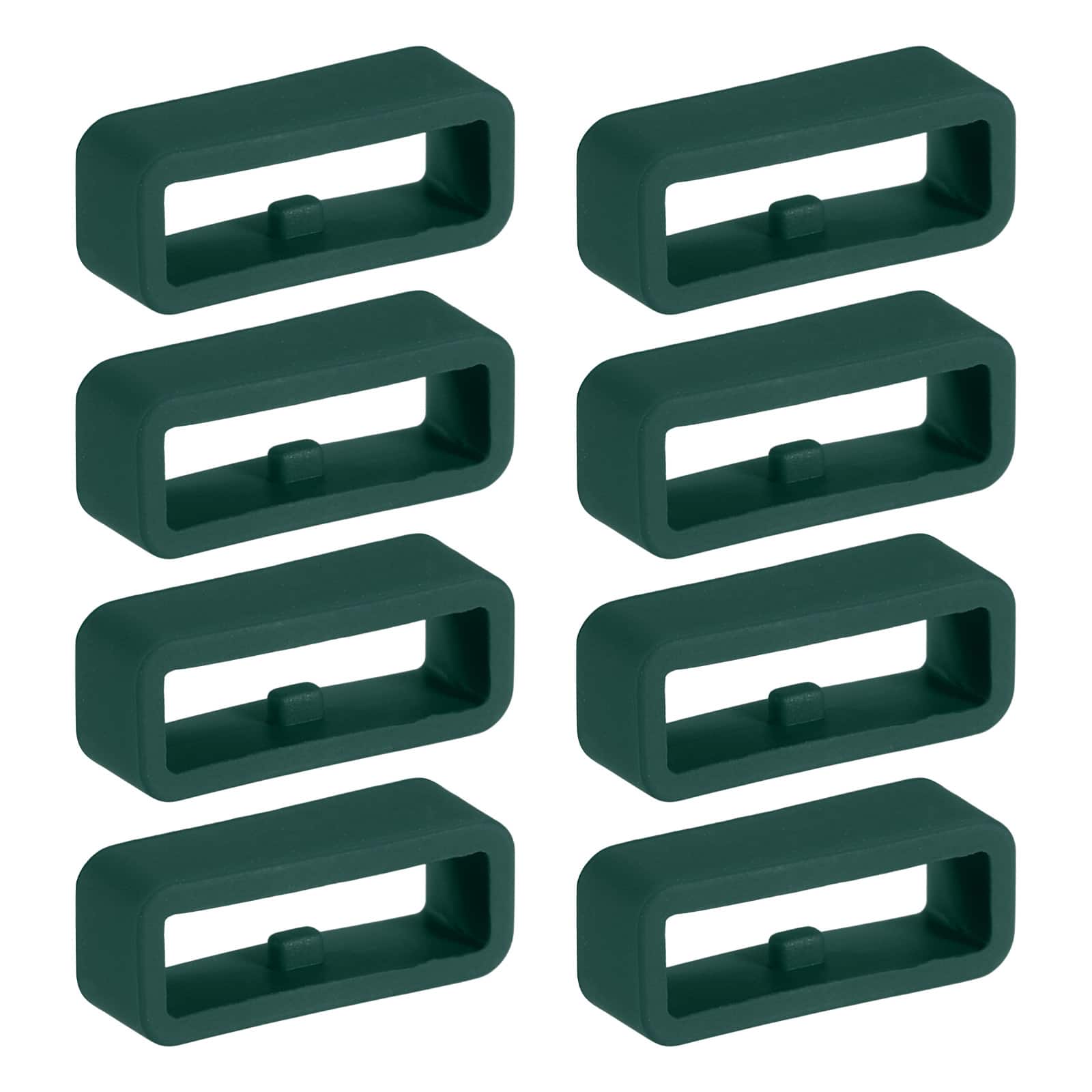 Unique Bargains - Watch Band Holder Loop, 8pcs Universal Silicone Watch Replacement Band Strap Keeper Parts for Smart Sport (18mm) - Deep Green