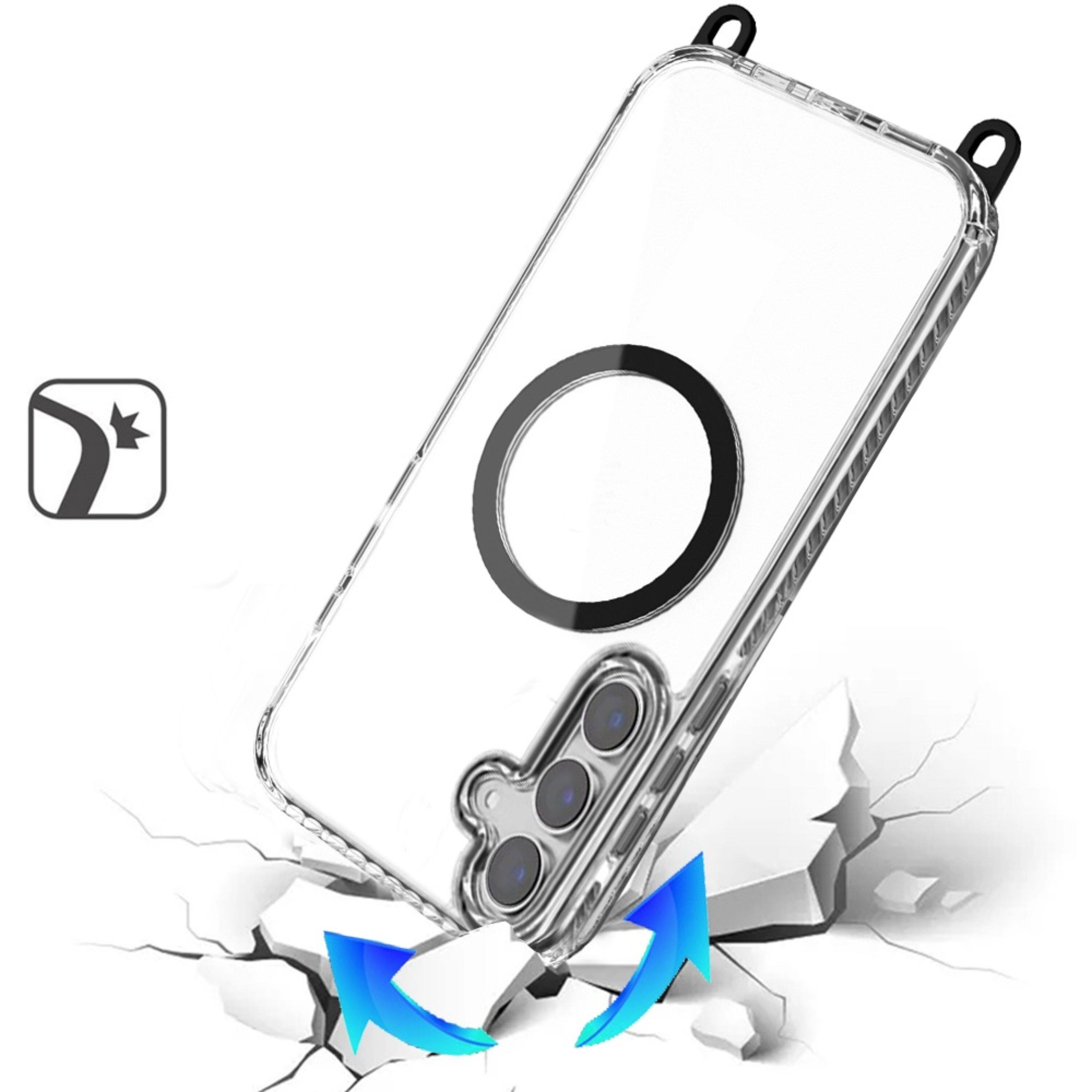 Left. Kitcheniva - Transparent Phone Case With Matching Lanyard Tempered Glass For Samsung Galaxy S26 Black - Black.