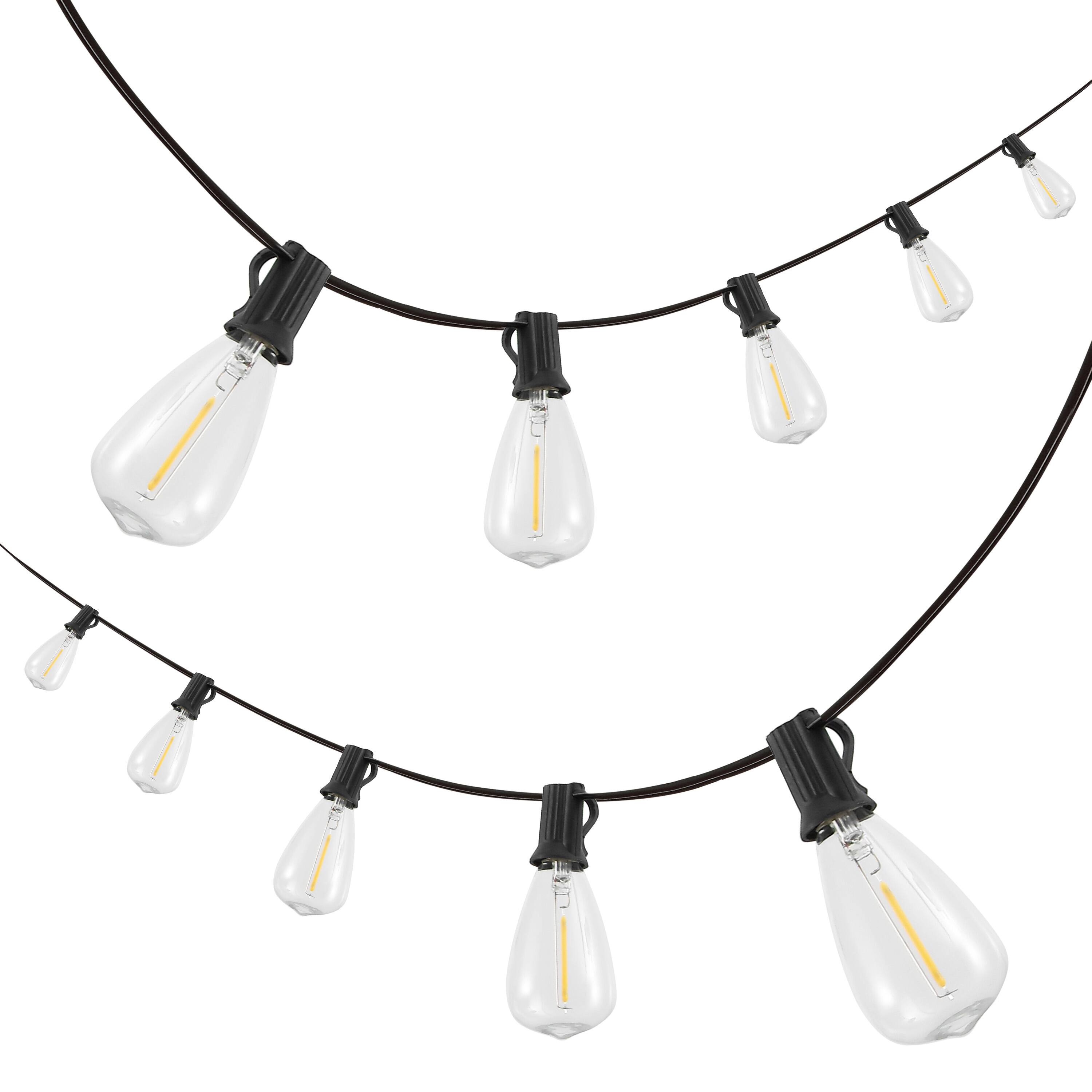 Alt View 6. Jonathan Y - 10-Light Indoor/Outdoor 10 ft. Rustic Industrial ST38 Clear Bulb String Lights, Black - LED - Black.