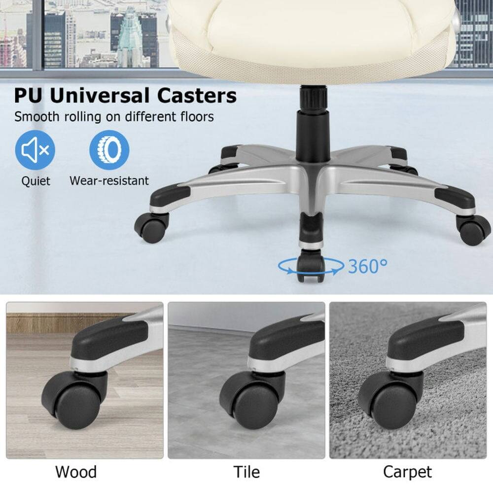 PU Universal Casters  
Smooth rolling on different floors  
Quiet  
Wear-resistant  
360°  

Wood  
Tile  
Carpet