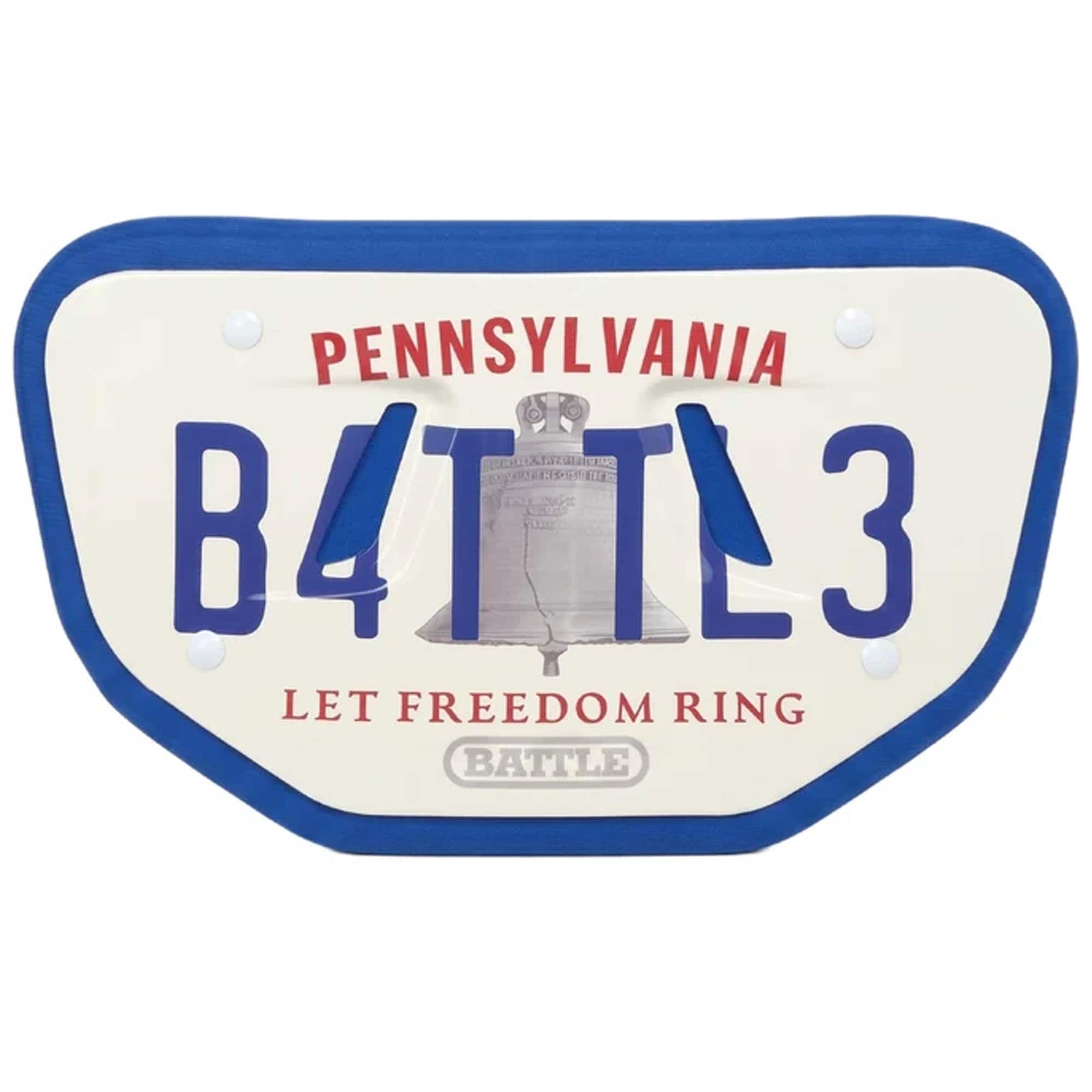 Battle Sports - Adult "PA License Plate - B4TTL3" Back Plate - White/Red