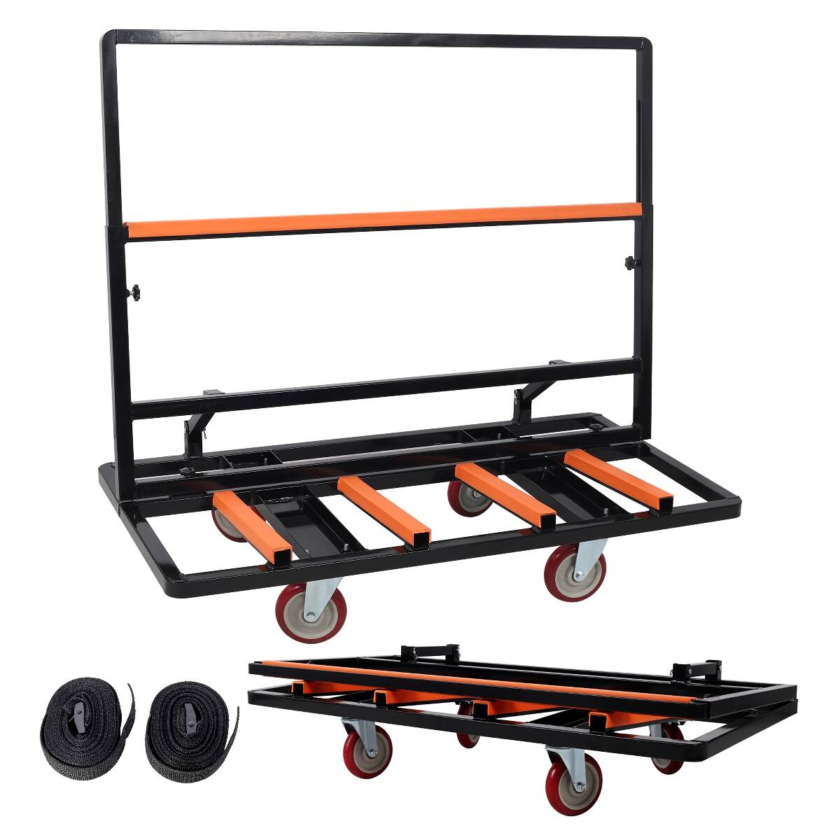 Front. Ropilly - Ropilly Folding Drywall Cart, 2200 lb Utility Dolly with Swivel Casters, Steel Panel Moving Cart - Black.