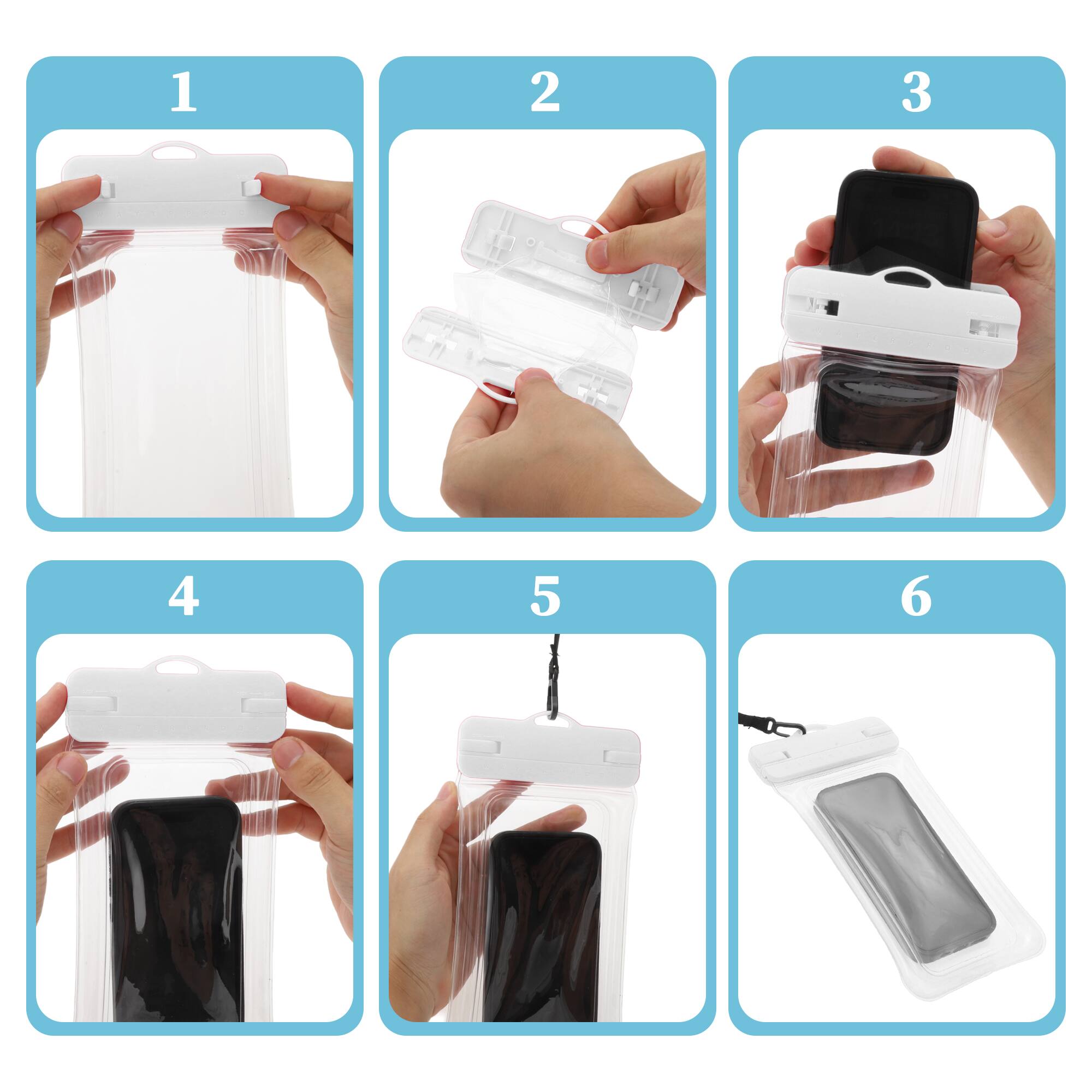 Alt View 4. Unique Bargains - 2pcs Inflatable Mobile Waterproof Bag Universal Waterproof Case Compatible for Phone 4.92"x9.65" - White.