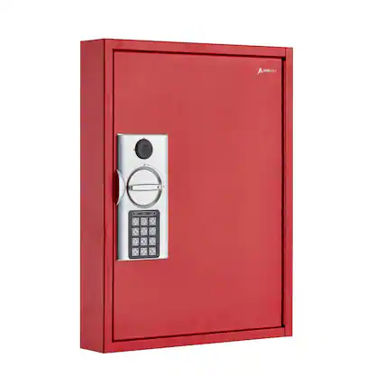 Front. AdirOffice - Steel Digital Key Cabinet, 60-Key Capacity with Programmable Lock - Red.