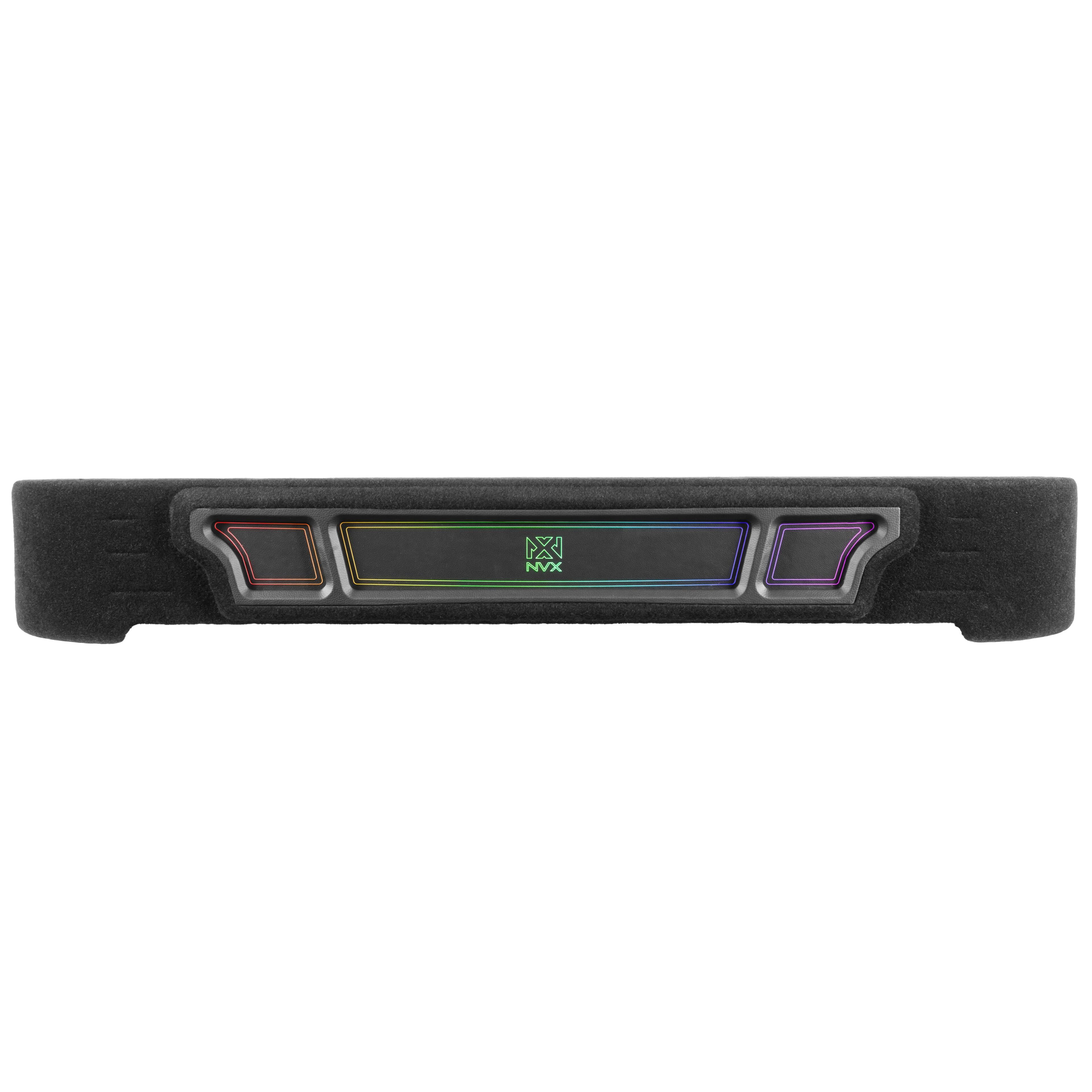 Left. NVX - 2009-Up Ford F-Series - 10in Sub Enclosure BE-FD-09F150SC-P210 Custom Fit Under-seat Dual Empty Ported Box.