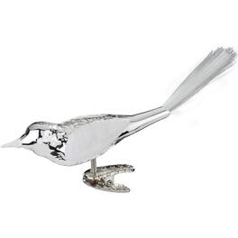 Inge Glas - Bird German Glass Christmas Ornament FREE BOX 2.4 inches - Silver