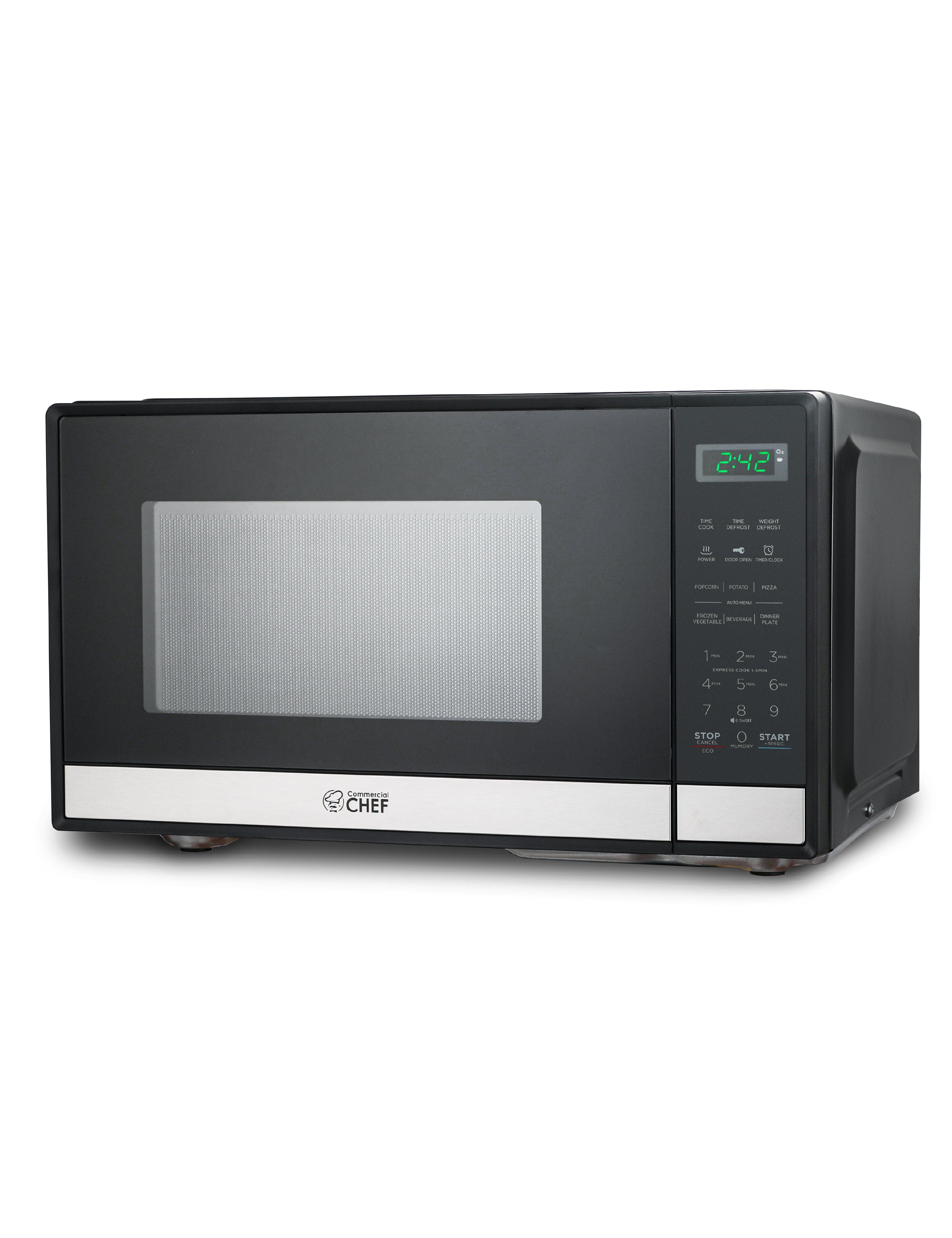 Commercial Chef - Countertop Microwave Oven 0.9 Cu. Ft. 900W, and Black - Stainless Steel