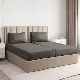 CGK Linens - Luxury Soft 4 Piece Solid Bed Sheet Set - Deep Pocket Fits 8"-16" Mattresses - Split king - Dark Gray