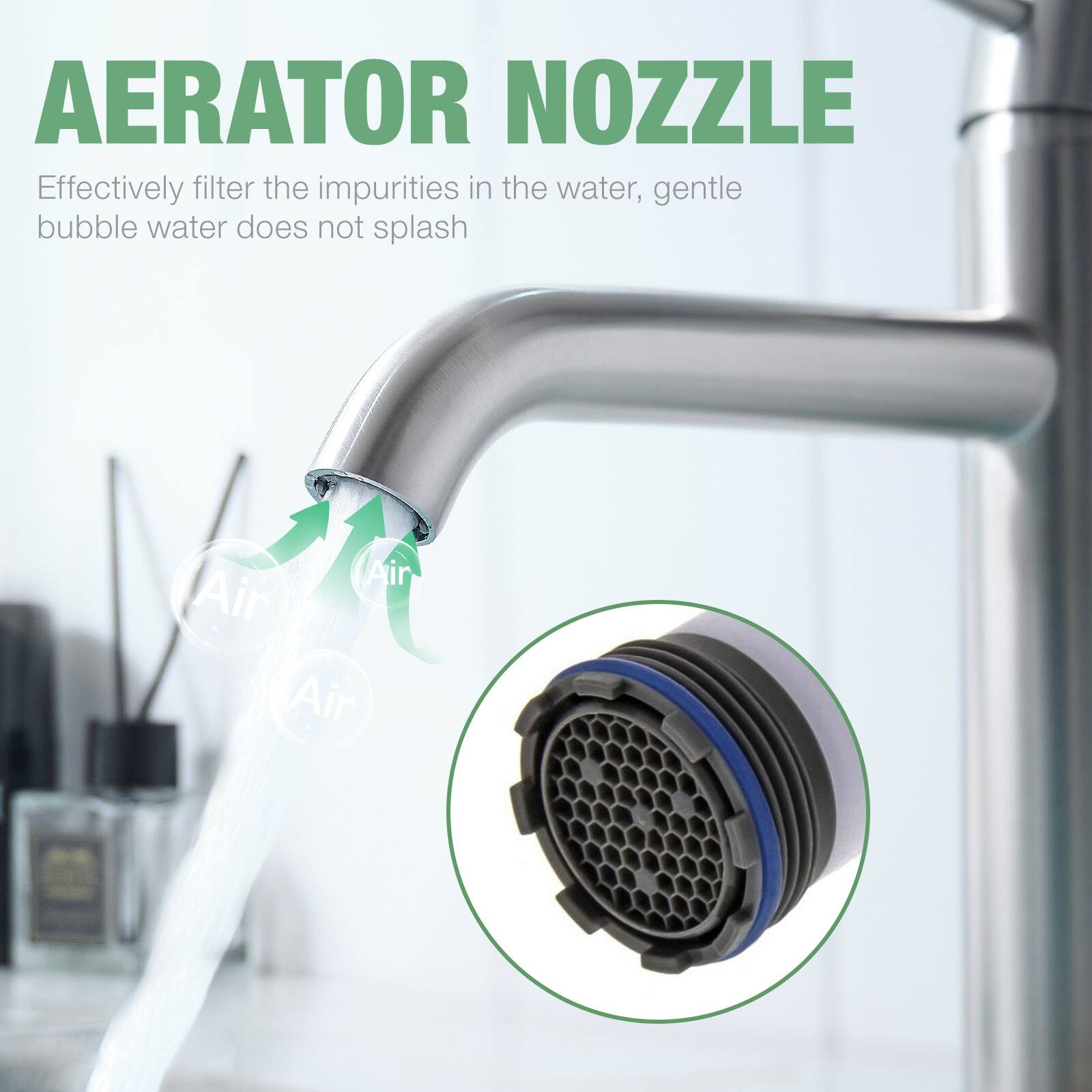 AERATOR NOZZLE

Effectively filter the impurities in the water, gentle bubble water does not splash