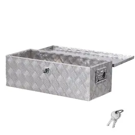 VEVOR - Heavy Duty Aluminum Truck Bed Tool Box, Stripes Plated Tool Box with Side Handle and Lock Keys, 30"x13"x9.6" - Silver