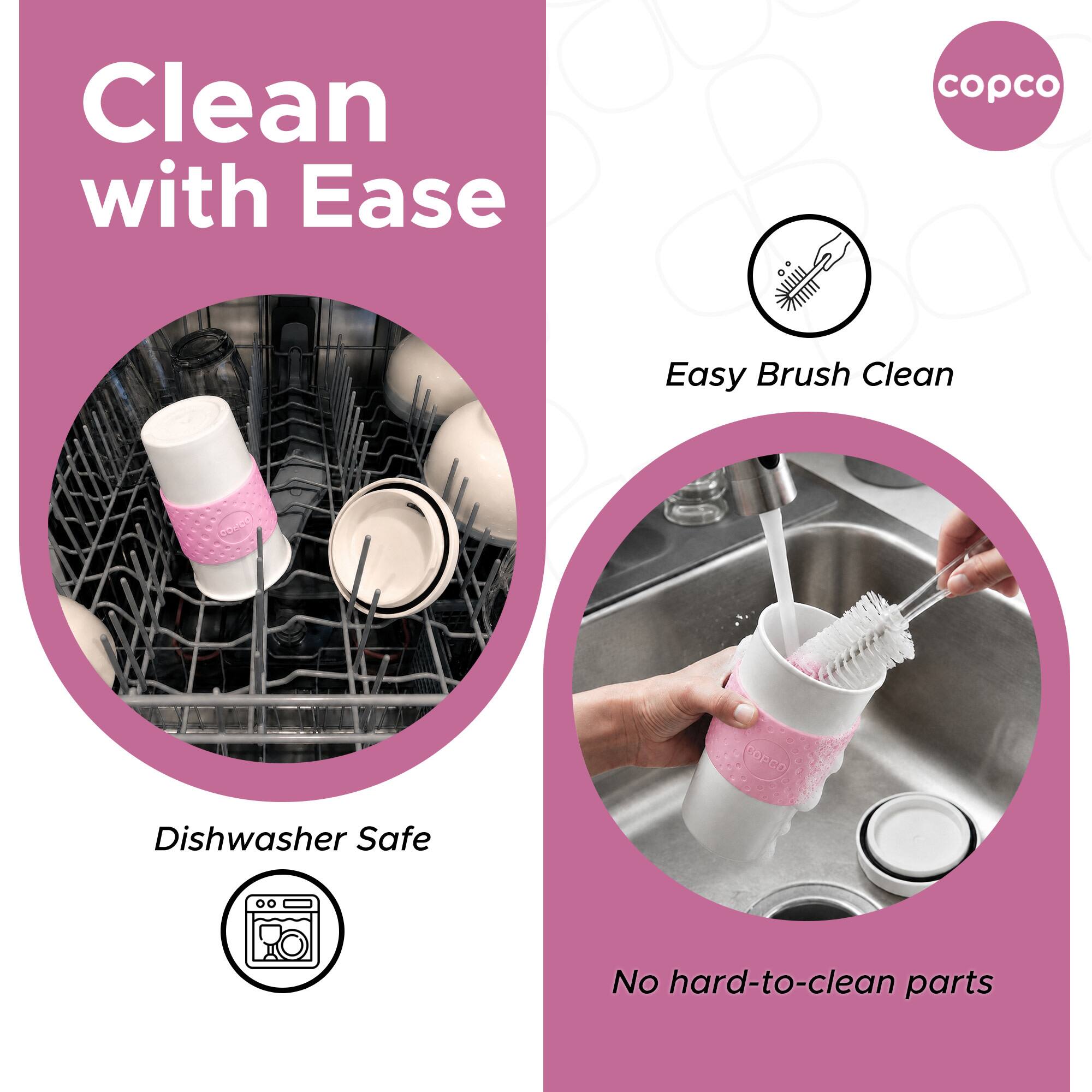 Clean with Ease  
copco Easy Brush Clean  
POVTEE COPCO  
Dishwasher Safe  
No hard-to-clean parts