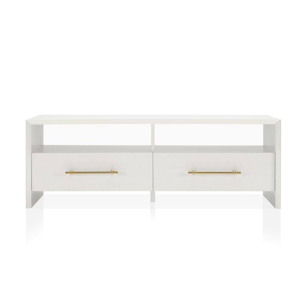 Angle. Furniture of America - Elvora Modern Wood 2-Drawer and 2-Shelf Coffee Table - White.