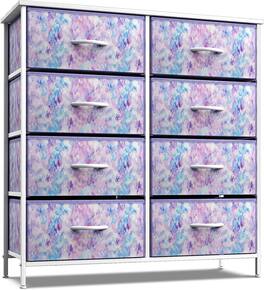 Sorbus - 8 Drawers Dresser- Storage Unit with Steel Frame, Wood Top, Fabric Bins - for Bedroom, Closet, Office, and more - Purple Tie-Dye