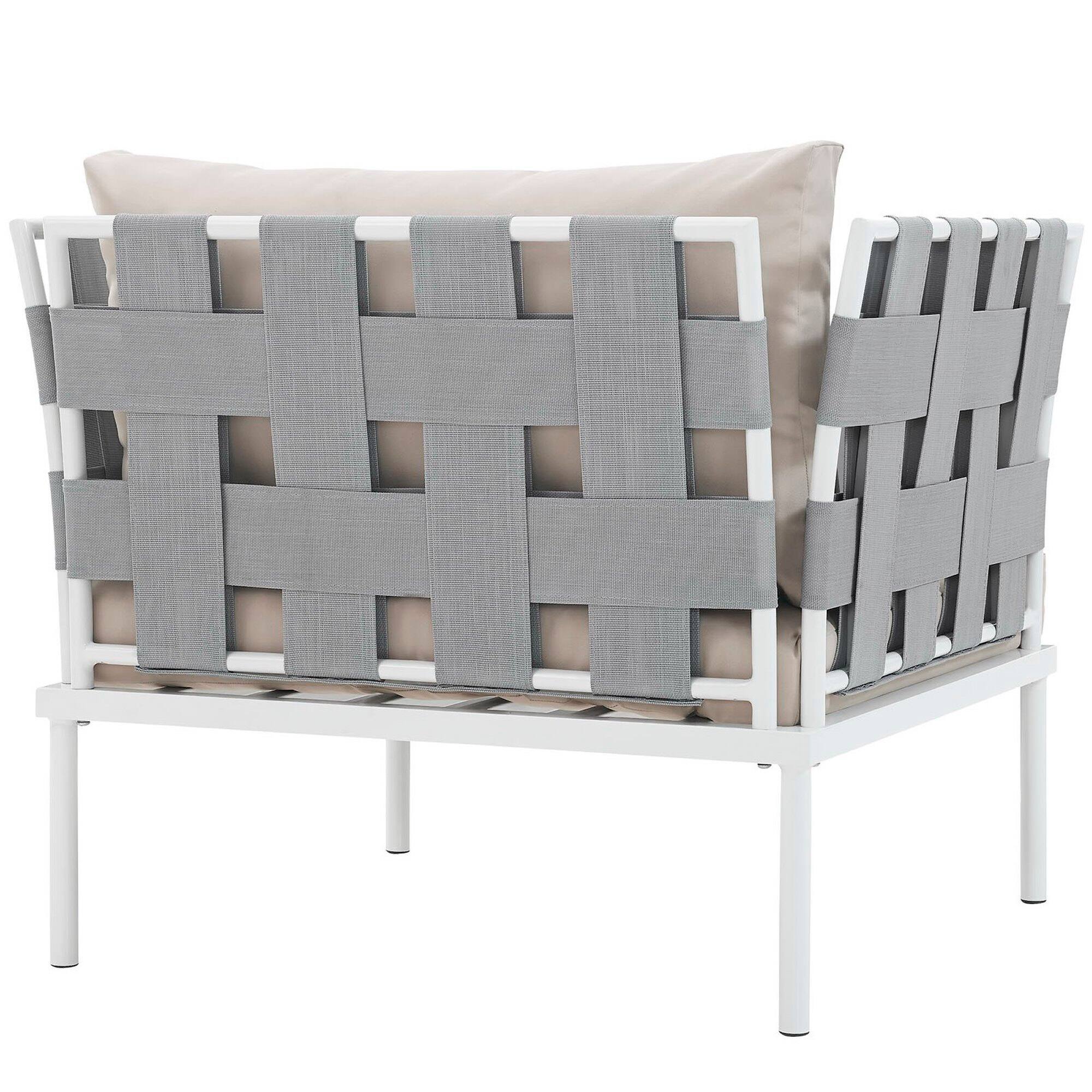 Back. Modway - Harmony Outdoor Patio Aluminum Armchair by Modway - White Beige.