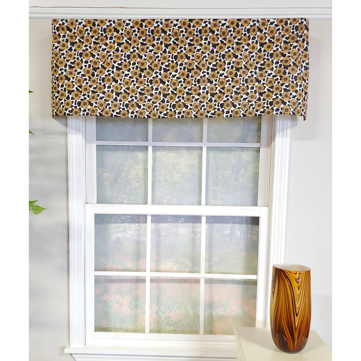 Angle. RLF Home - RLF Home 3" Rod Pocket High Quality Fabric Fall Field Tailored Valance for Windows 50" x 14" Yellow - Yellow.