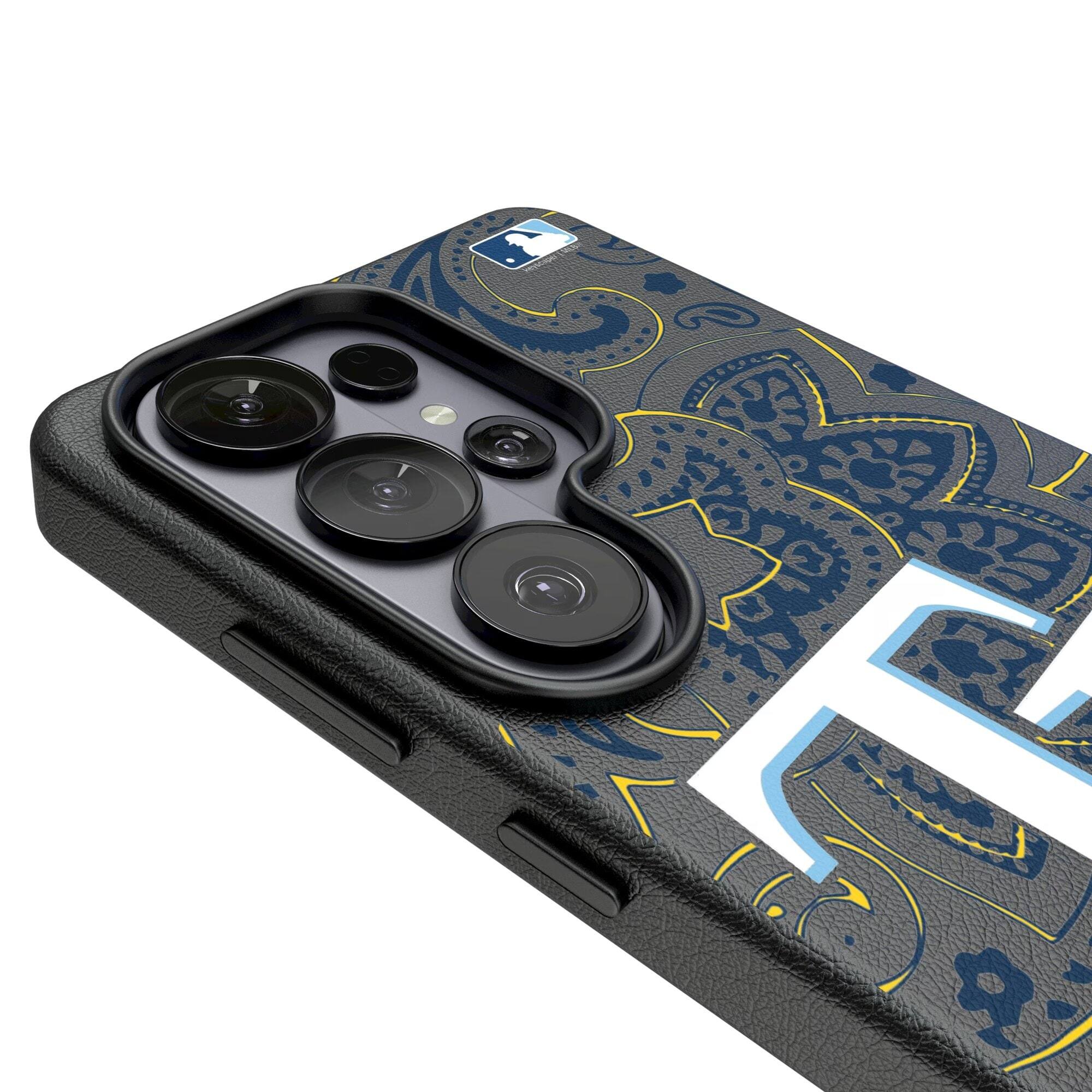 Alt View 2. Keyscaper - Tampa Bay Rays Paisley Galaxy Magnetic Bump Case - S24 Ultra - Black.