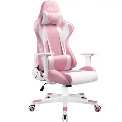 Front. Homall - Gaming Chair Office Chair Ergonomic Adjustable High Back Computer Chair Desk Chair with Headrest & Lumbar Support - PINK.
