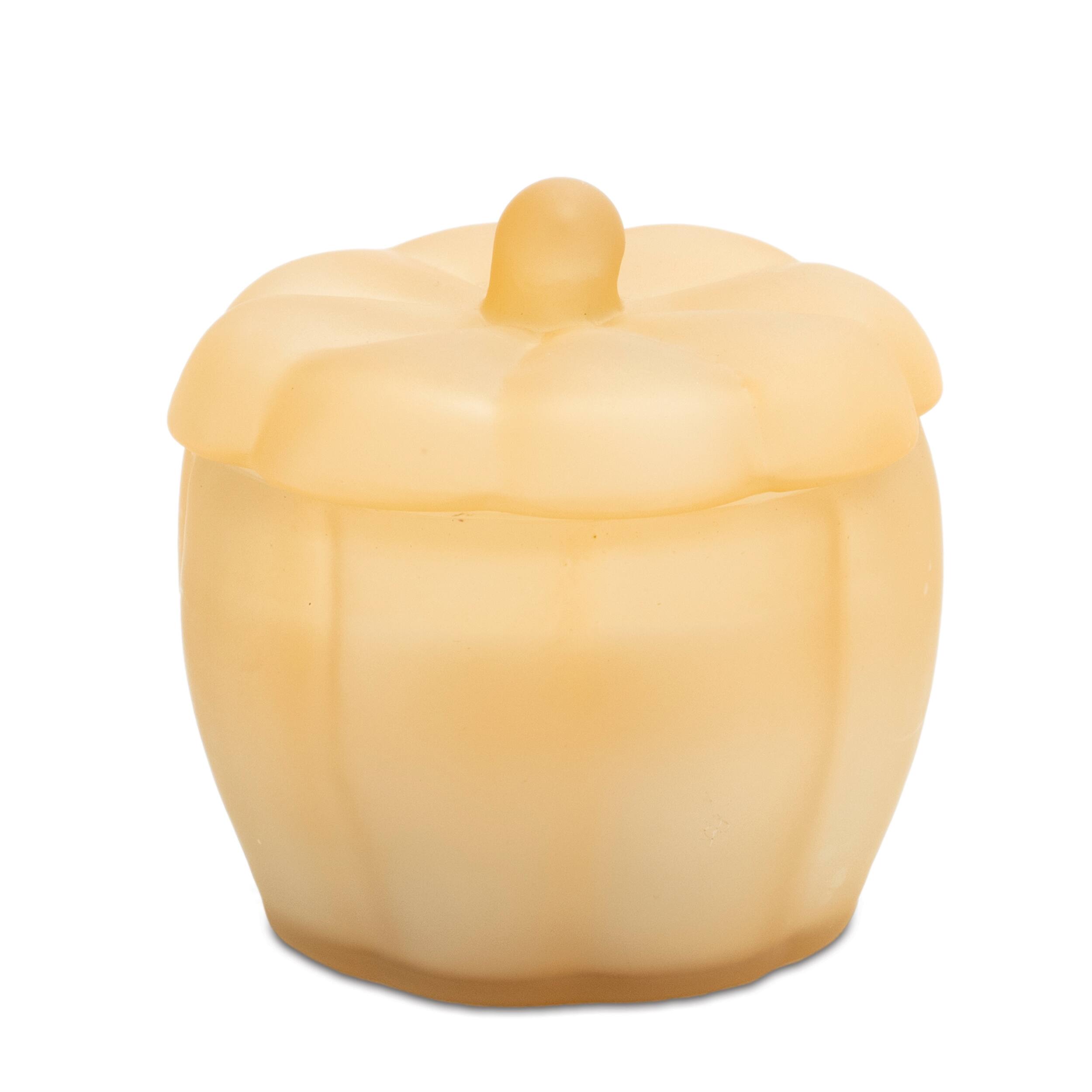 Left. BreeBe - Pumpkin Chai Glass Candle – Set of 2 - Orange, Beige.