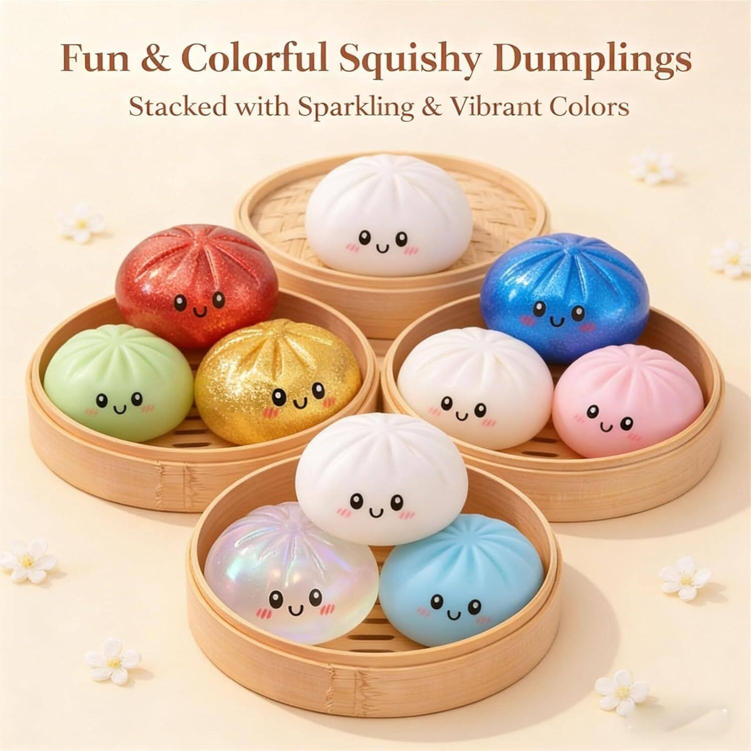 Fun & Colorful Squishy Dumplings  
Stacked with Sparkling & Vibrant Colors