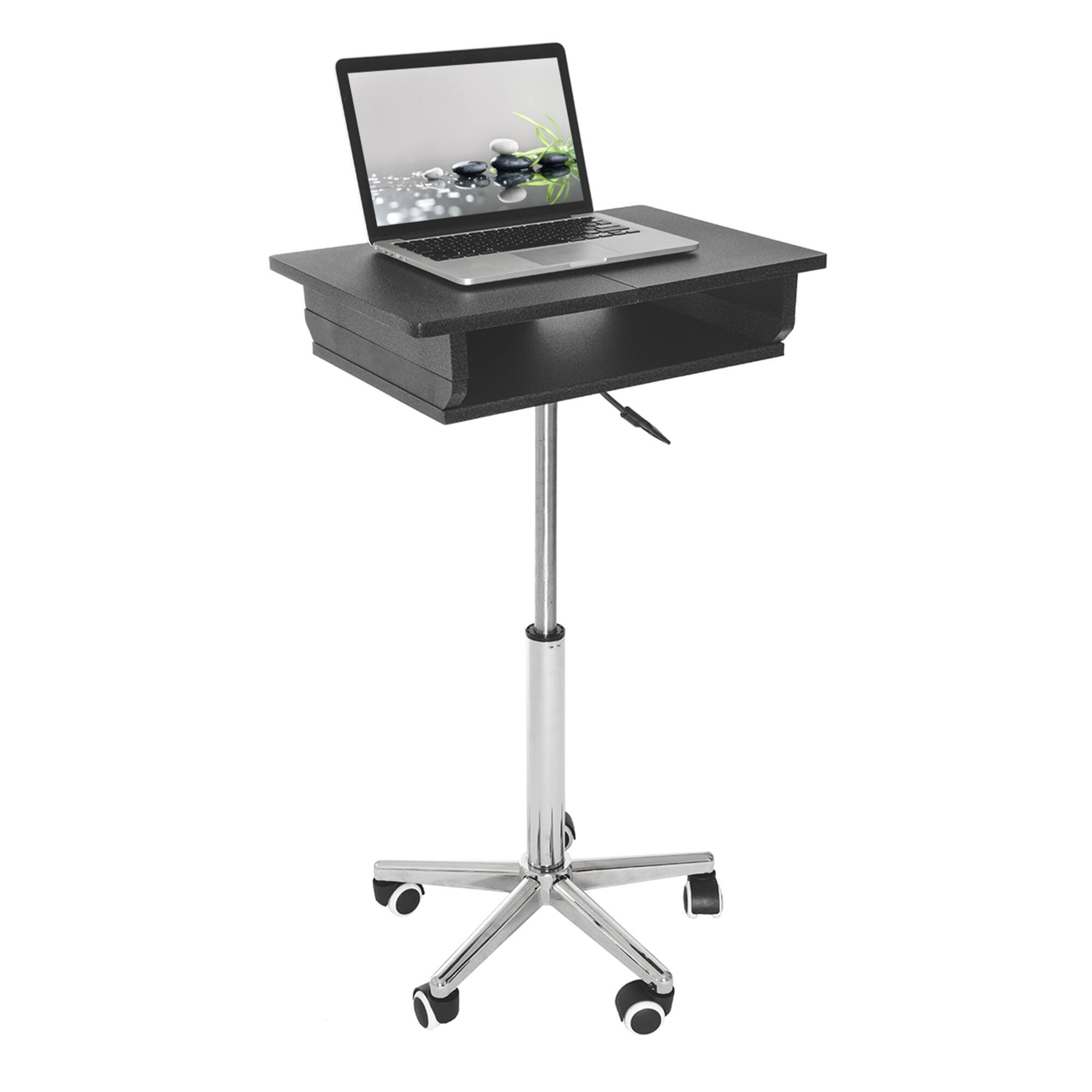 Alt View 2. GOODSILO - Adjustable Height Folding Table Laptop Cart with Durable Steel Frame and Spacious Workspace - Black.
