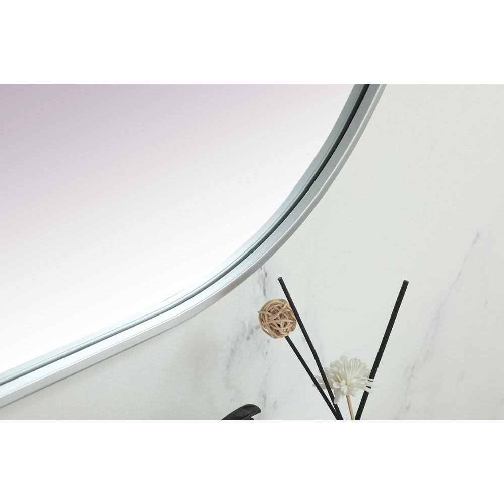 Alt View 2. Elegant Decor - Metal Frame Oval Mirror 24x48 Inch in Silver - Silver.