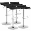 Front. Costway - Costway Set of 4 Swivel Bar Stool PU Leather Adjustable Kitchen Counter Bar Chairs - Black.