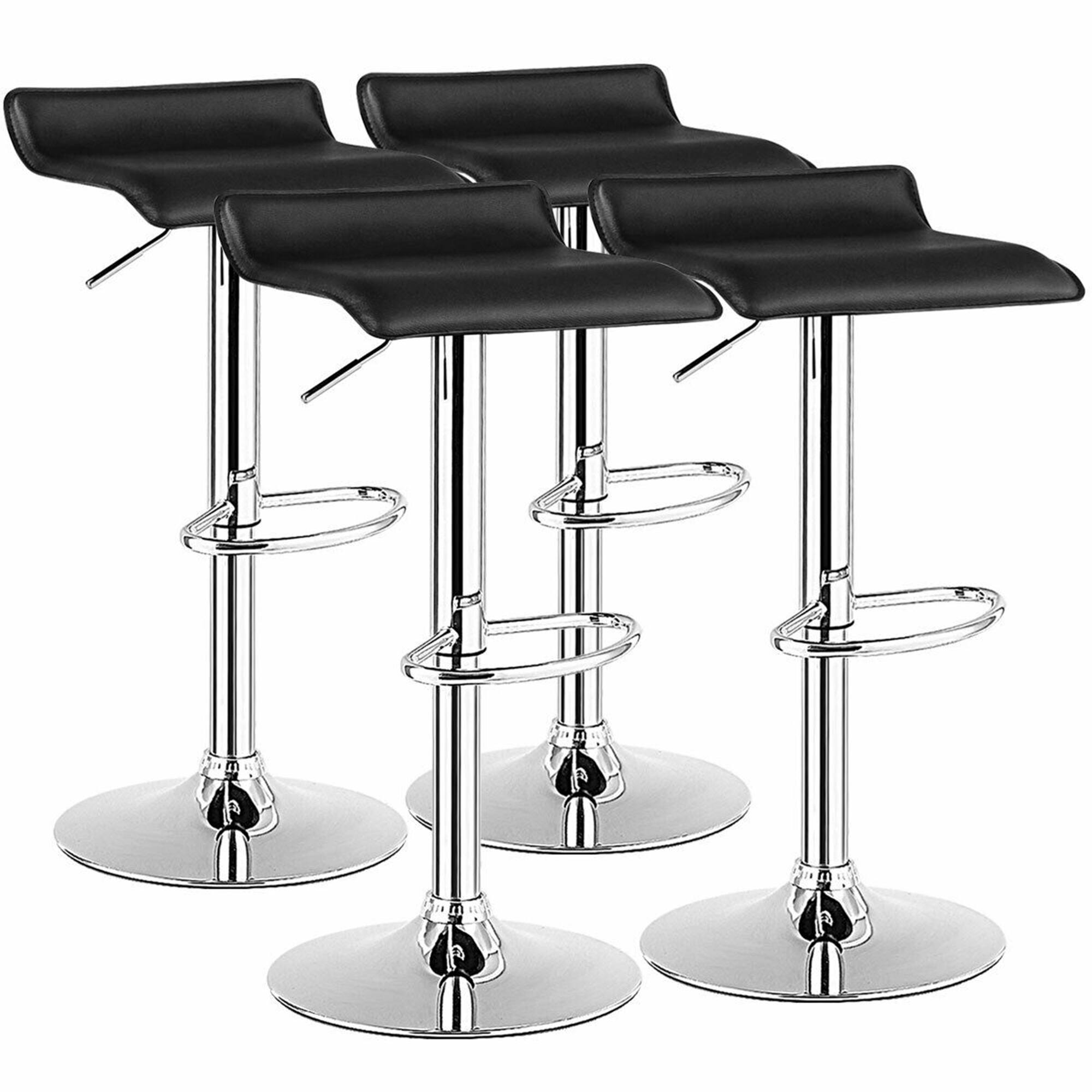 Front. Costway - Costway Set of 4 Swivel Bar Stool PU Leather Adjustable Kitchen Counter Bar Chairs - Black.