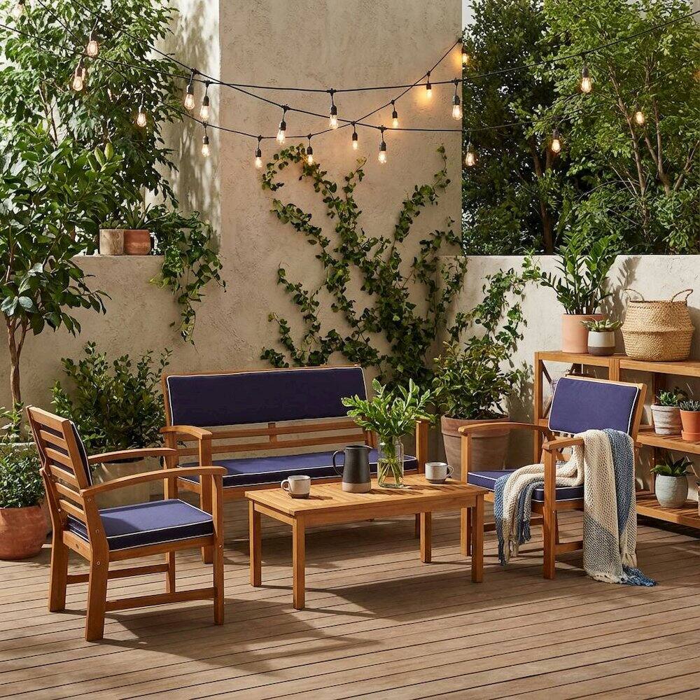 Alt View 4. Outdoor Escape - Wooden Patio Set with Oil Finish - Brown.