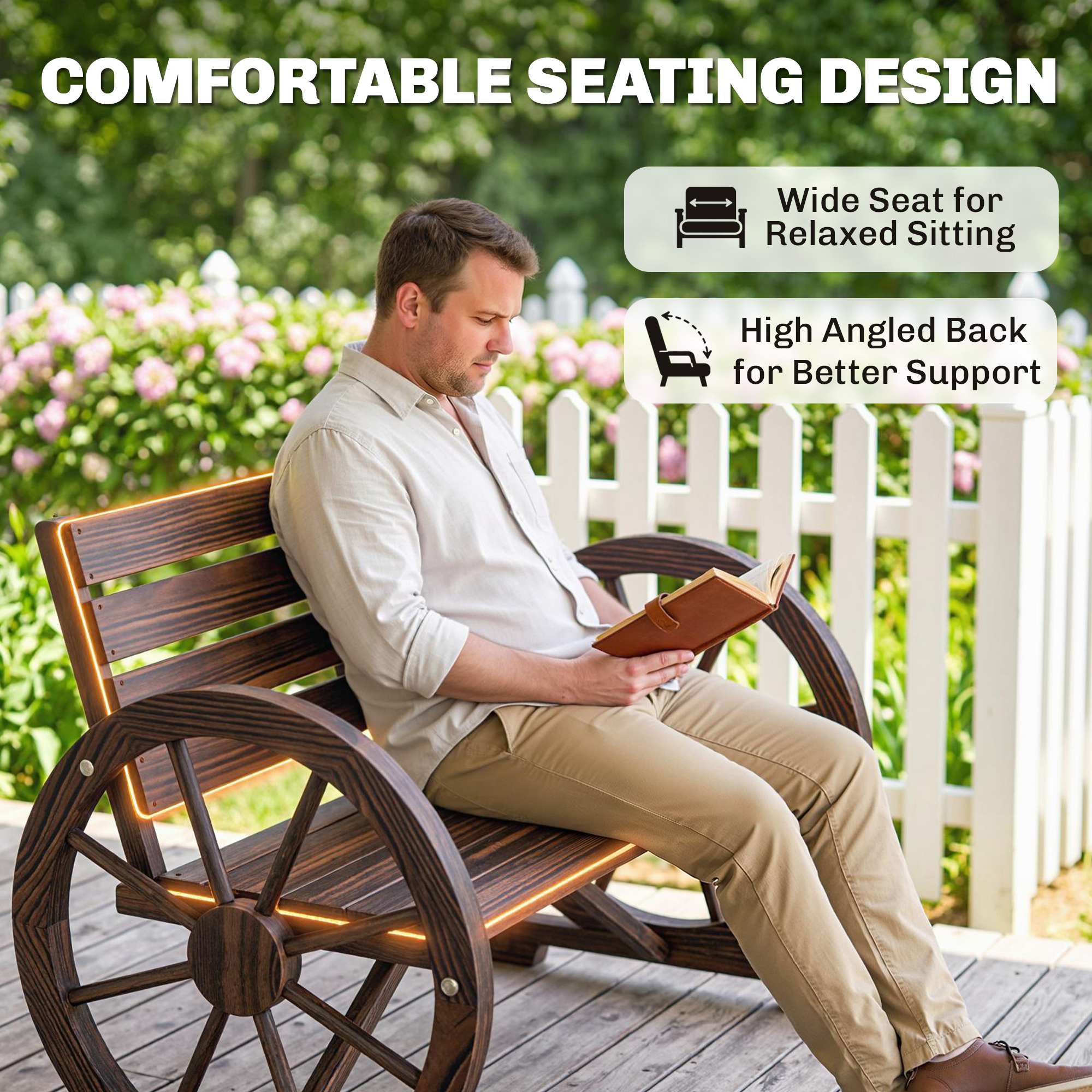 COMFORTABLE SEATING DESIGN  
Wide Seat for Relaxed Sitting  
High Angled Back for Better Support