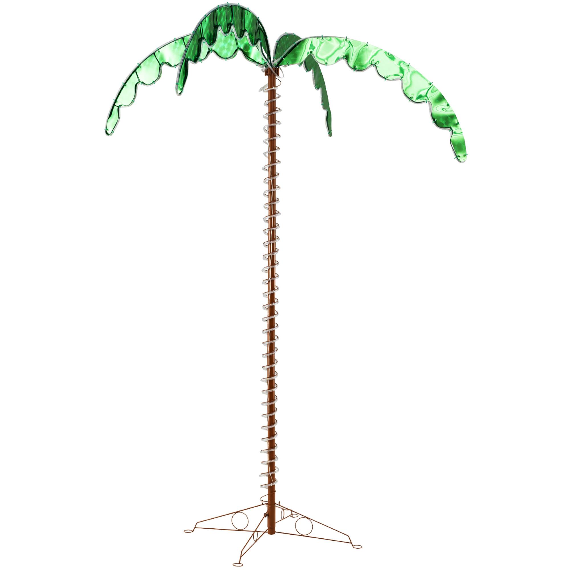 Alt View 8. Gymax - Gymax 7.5 FT Lighted Palm Tree w/332 LED Lights Holographic Trunk & Fronds Christmas - Green ,Brown.