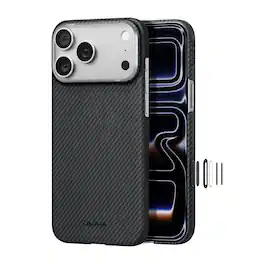 Pitaka - iPhone 17 Pro Case 6.3" Compatible with MagSafe, Ultra-Slim Case With Caseless Touch Feeling, Aramid Fiber Woven - Black/Grey (Twill)
