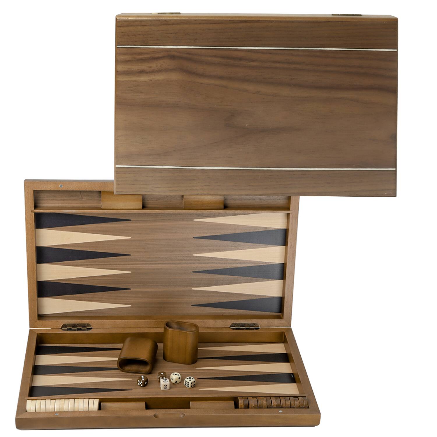 Alt View 2. GSE Games & Sports Expert - Premium Wooden Folding Inlay Backgammon Board Game Set, Traditional Board Game (Double Stripe-21").