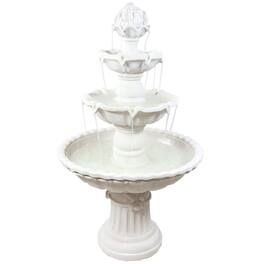 Sunnydaze - Fruit Top Fiberglass Outdoor 3-Tier Water Fountain - White
