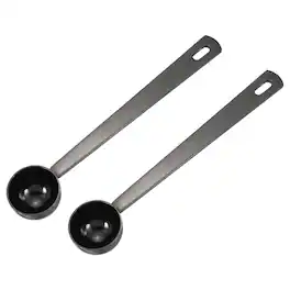 Unique Bargains - 2pcs Measuring Spoon, 5ml Long Handle Table Scoop Teaspoon for Coffee Tea Sugar Cooking Baking - Black