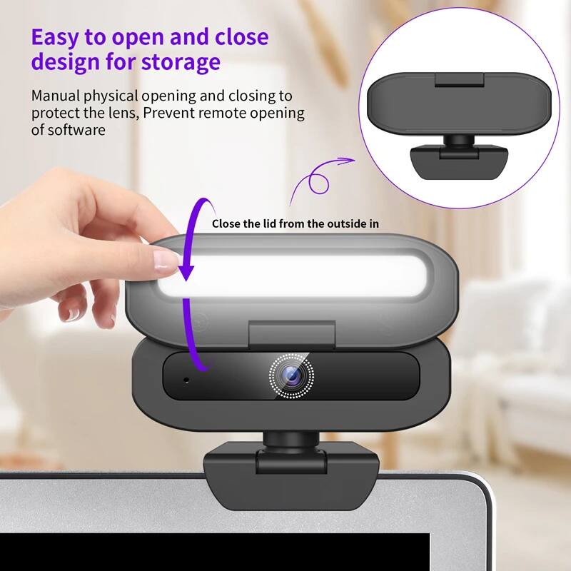 Easy to open and close design for storage

Manual physical opening and closing to protect the lens, Prevent remote opening of software

Close the lid from the outside in