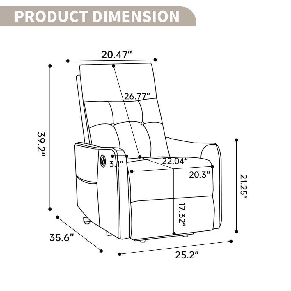 PRODUCT DIMENSION

- Width: 20.47"
- Depth: 26.77"
- Height: 39.2"
- Seat Height: 35.6"
- Seat Depth: 22.04"
- Seat Width: 20.3"
- Armrest Height: 21.25"
- Armrest Width: 17.32"
- Overall Height: 25.2"