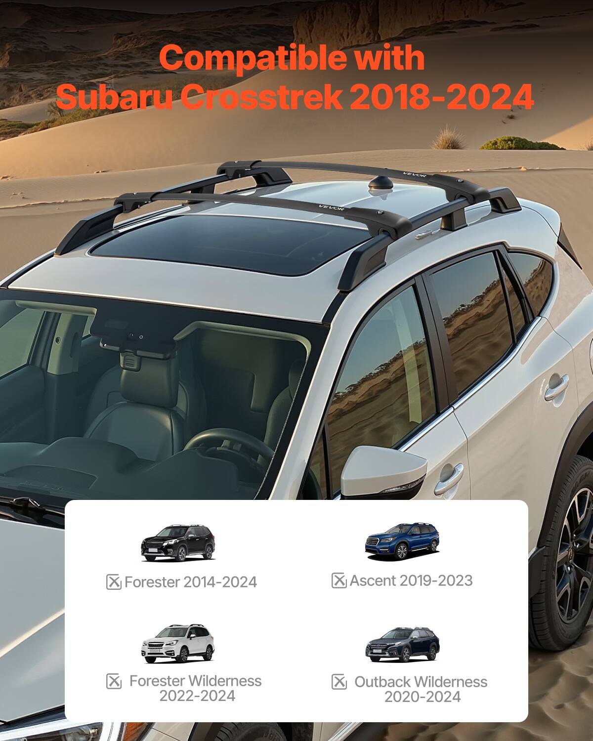 Compatible with Subaru Crosstrek 2018-2024
VELCH X Forester 2014-2024
X Ascent 2019-2023
X Forester Wilderness 2022-2024
X Outback Wilderness 2020-2024
