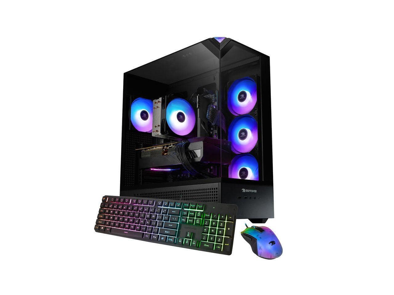 iBUYPOWER - Element Gaming PC - Ryzen 5 8400F, RX 9060XT 16GB, 16GB DDR5, 1TB SSD, Win 11, KB+Mouse - Black