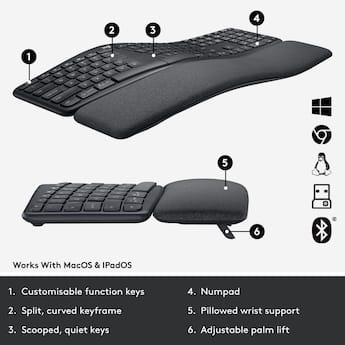 Logitech ERGO K860 For Business Ergonomic Wireless Scissor Low Logitech ERGO K860 For Business Ergonomic Wireless Scissor Low