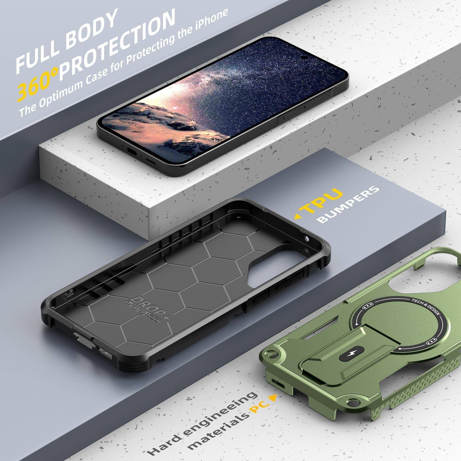 FULL BODY 360° PROTECTION  
The Optimum Case for Protecting the iPhone

TPU BUMPERS

Hard engineering materials PC

TECH & DESIGN