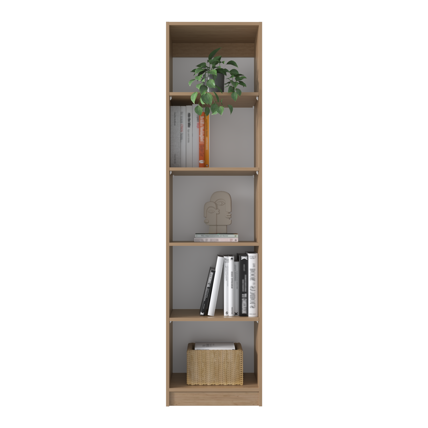 Angle. Depot Eshop - Vinton XS Bookcase Compact Bookshelf with Multiple Shelves - Natural Oak / White.