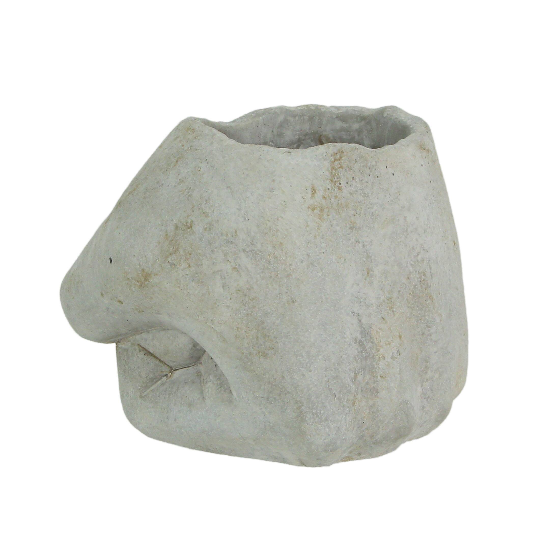 Alt View 2. Mayrich Company - 7 Inch Diameter Fist Bump Hand Concrete Plant Pot Planter / Candle Holder - Grey.