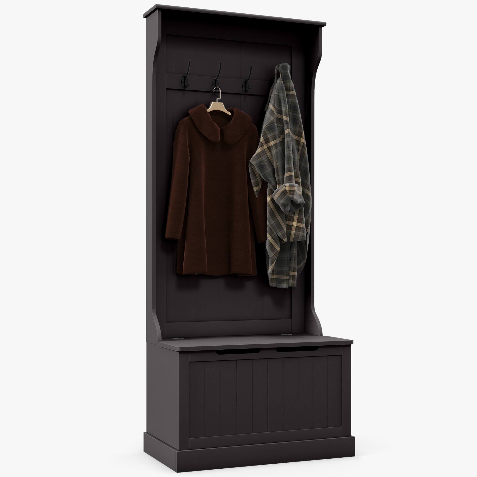 Homcom - 3-In-1 Hall Tree with Shoe Storage, Standing Coat Rack with Shoe Bench, Entryway Organizer with Four Hooks - Black price history on PriceWatchPro