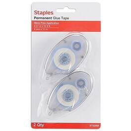 Staples - Staples® Roll-On Permanent Glue Tape, 1/3" x 393", 2/Pack (14993)