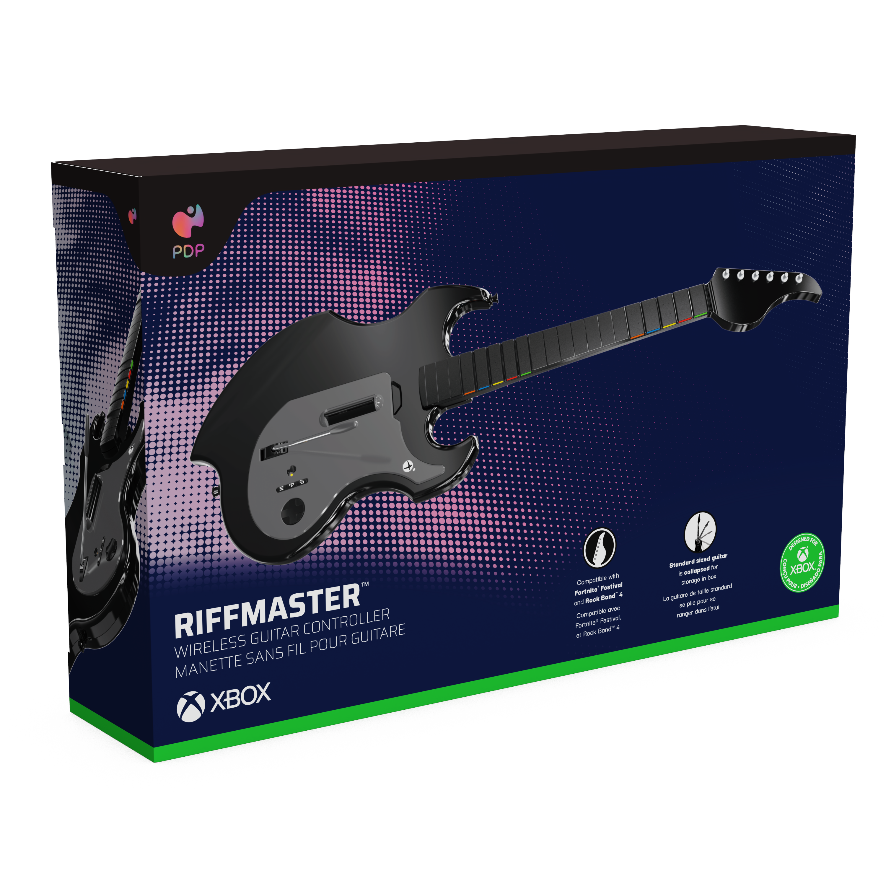 PDP Riffmaster Guitar Controller Guitare Wireless pour Xbox - Comptoe Festival Partwite - 4 a BuAs a Cemporee Feetvot Fartne 4 Rock i - car pe Shamdend - a mlopend - purag - mere - L purtns PN - . - Mur - - I XBOX Jses-