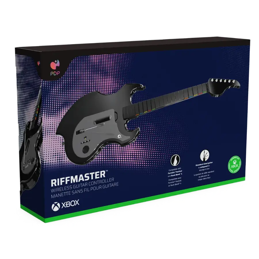 PDP Riffmaster Guitar Controller Guitare Wireless pour Xbox - Comptoe Festival Partwite - 4 a BuAs a Cemporee Feetvot Fartne 4 Rock i - car pe Shamdend - a mlopend - purag - mere - L purtns PN - . - Mur  -  - I XBOX  Jses-